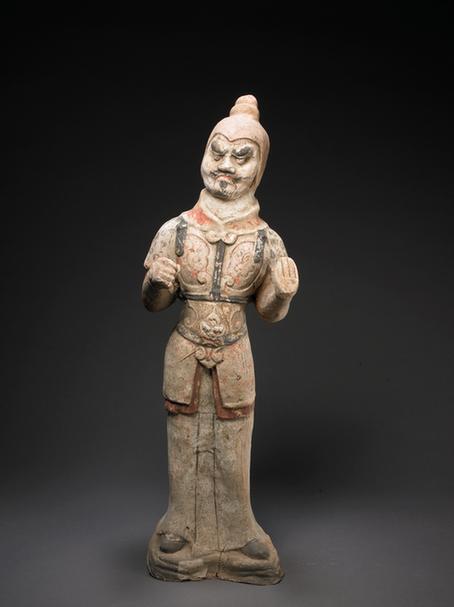 陶画彩武士俑