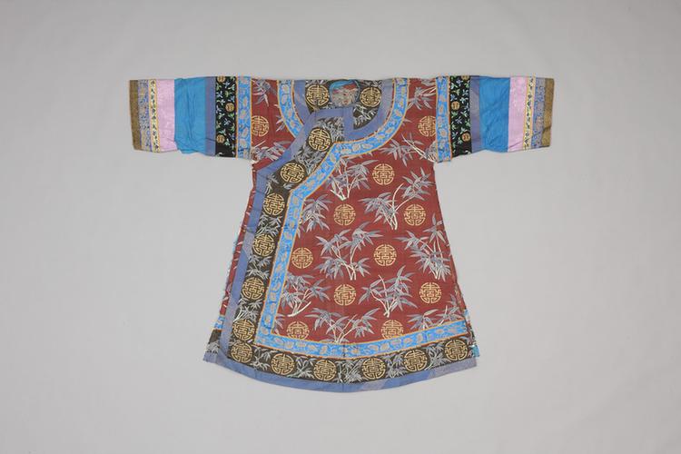 酱色缂丝竹寿纹袍拆片