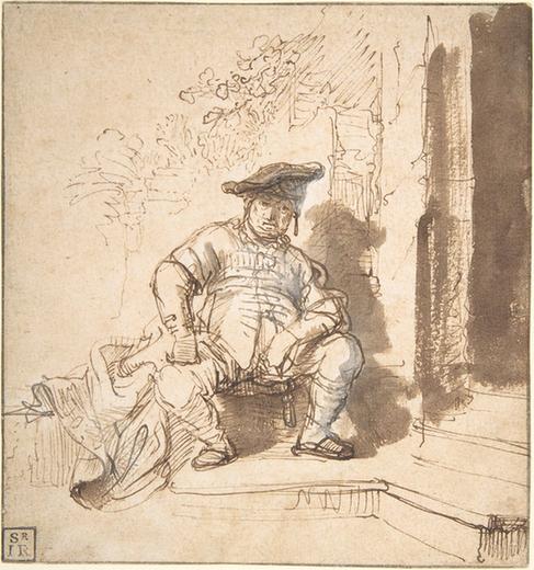 Rembrandt--Seated Man Wearing a Flat Cap