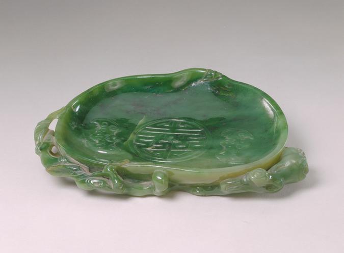 碧玉福寿纹桃式洗