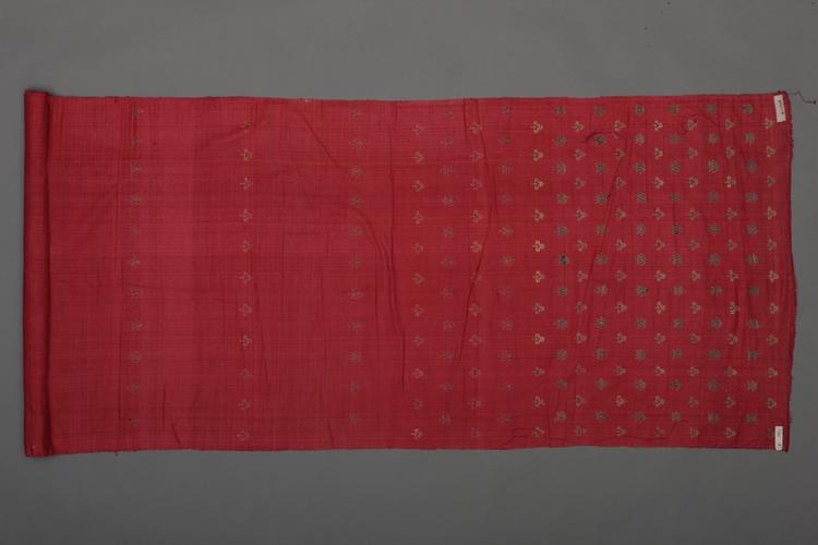 紫红色地小叶纹回回织金锦