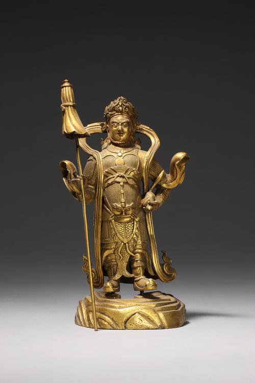 铜鎏金多闻天王像