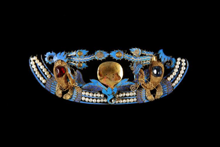 银镀金点翠嵌珠石凤