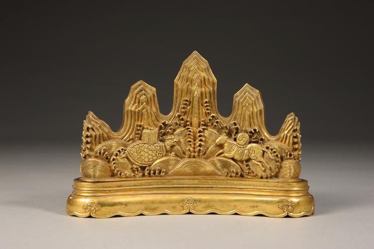 乾隆款铜鎏金五峰笔架