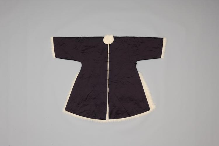 石青色素缎白狐皮常服褂