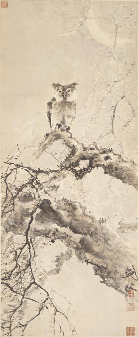猫头鹰图轴