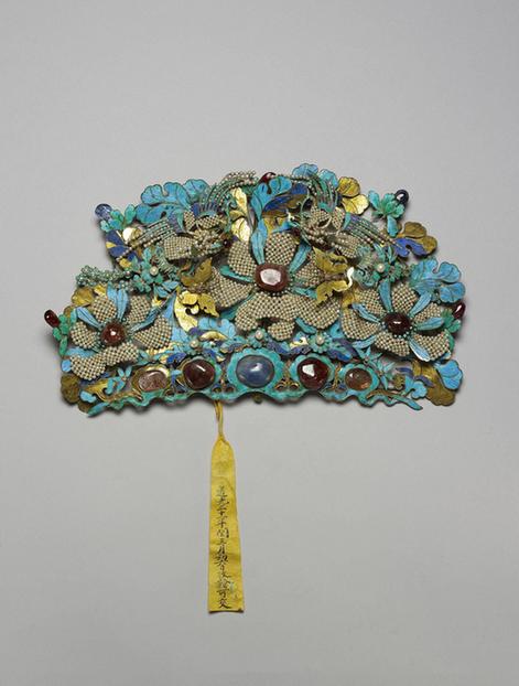 银镀金嵌珠凤蝶牡丹钿花