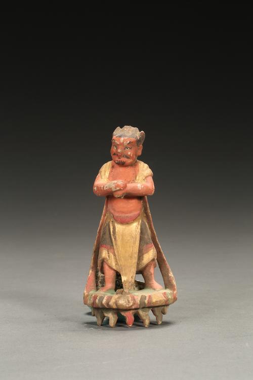 木雕彩绘持物男立像