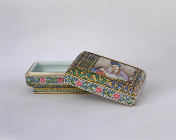 乾隆款珐琅彩仕女图方盒