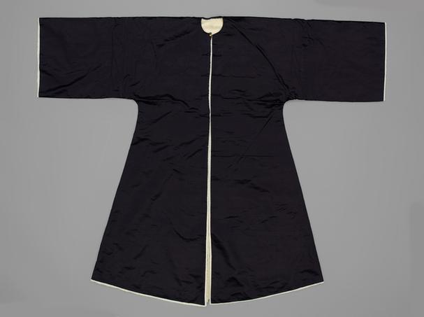 青色素缎珍珠毛皮褂