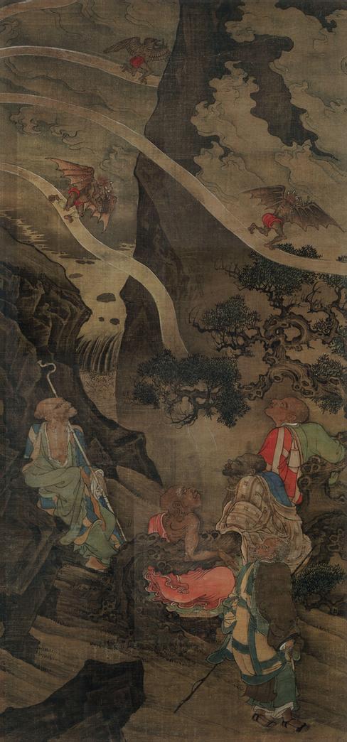 五百罗汉之观舍利光图