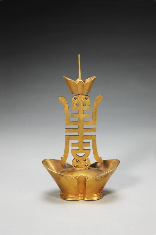 银镀金元宝式蜡扦