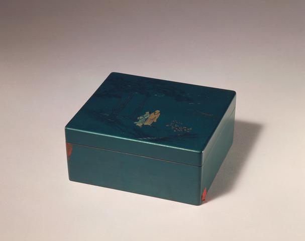 描彩漆人物故事图方盒