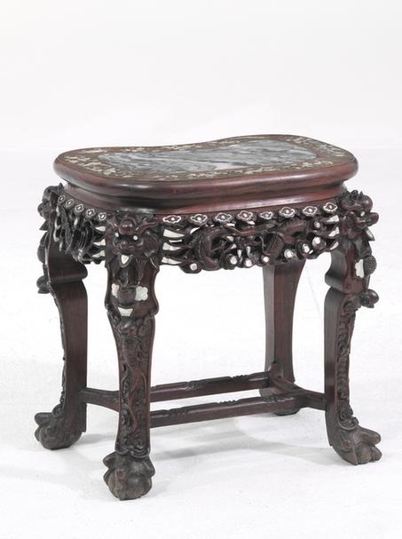 红木嵌螺钿圆杌