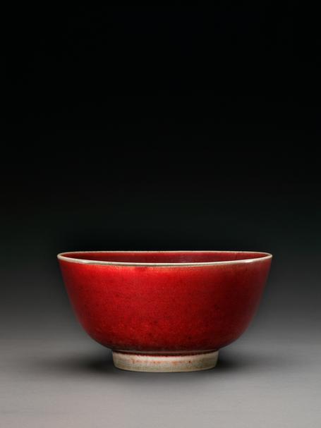 郎窑红釉墩式碗