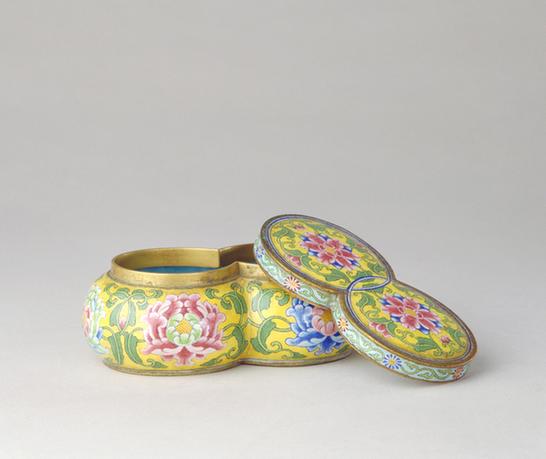 乾隆款画珐琅双连圆形盖盒