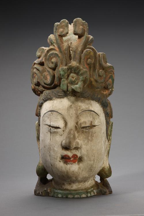 木雕彩绘菩萨像头