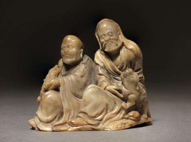 寿山石抱狮罗汉