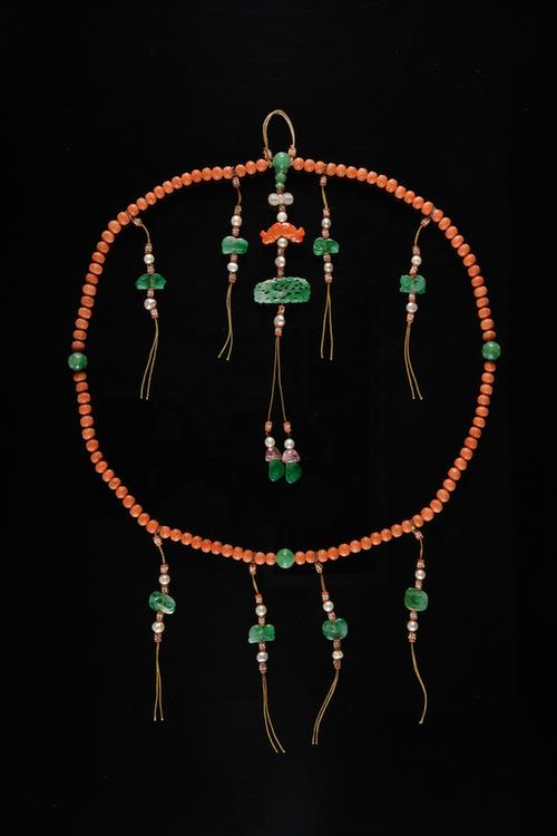 珊瑚带珠翠寿字纹手串