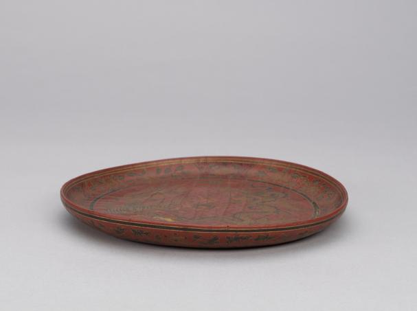 万历款填漆花卉龙凤纹圆盘