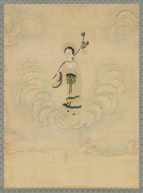 明顾绣八仙庆寿挂屏（四）何仙姑轴