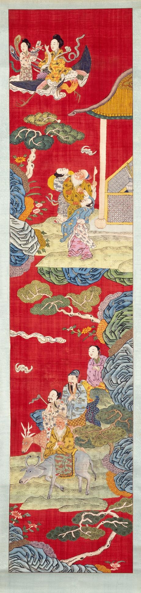 缂丝群仙庆寿图轴