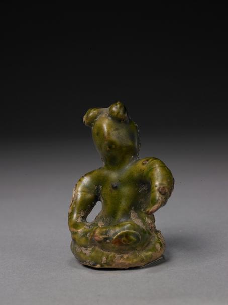 邛窑绿釉人坐像