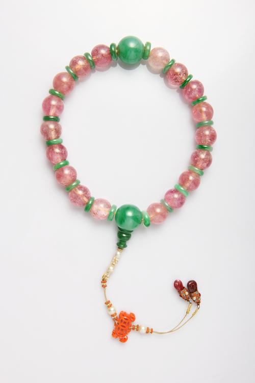 碧玺带珠翠饰十八子手串