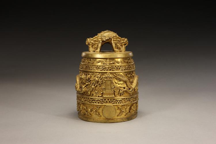 铜镀金双龙纽云龙纹编钟-南吕