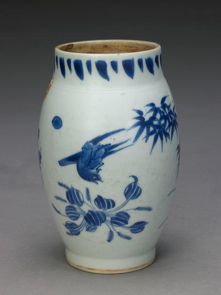 青花花鸟图罐