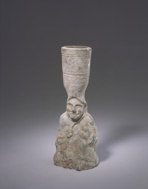 陶绿釉胡人灯俑