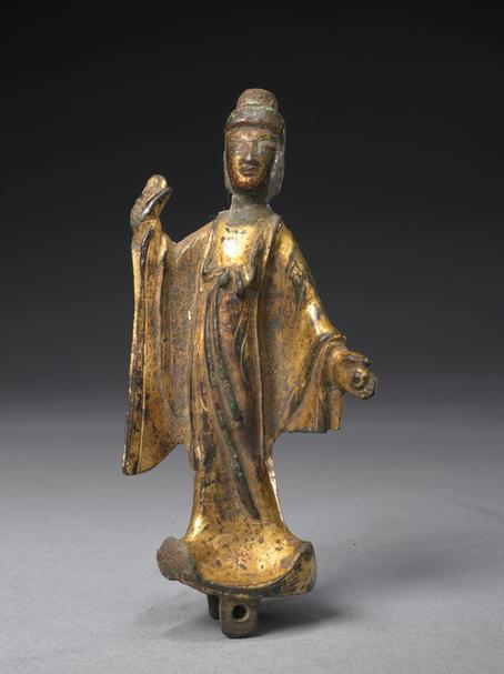铜鎏金佛立像