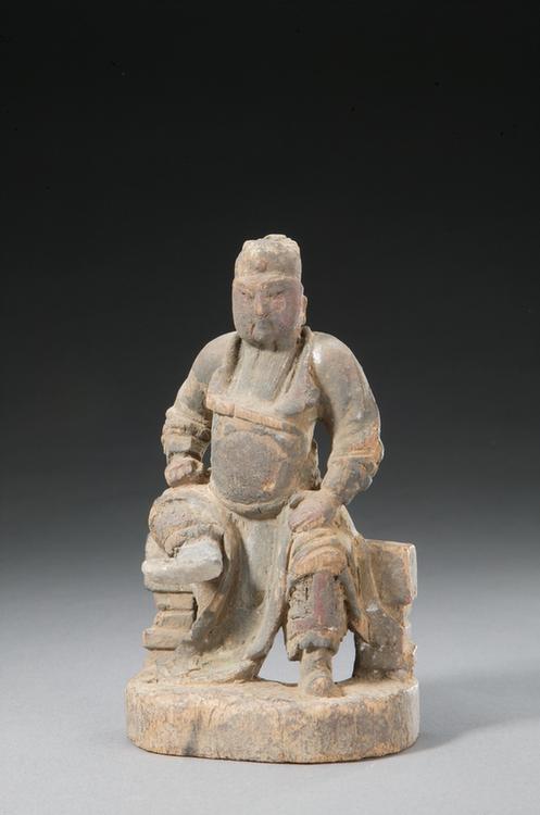 木雕彩绘关羽坐像