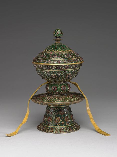 内填珐瑯嵌宝靶碗