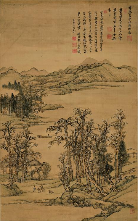 仿古四季山水图-仿李营丘平林散牧