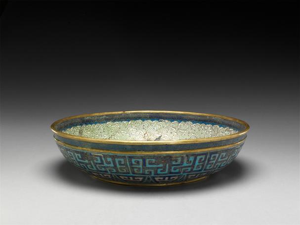 掐丝珐琅海兽蝉纹洗