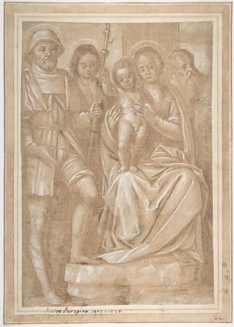 attributed to Bernardino Lanino--The Virgin and Child with Saint Roch
