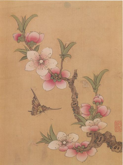 花鸟虫草写生册-蝶点春花