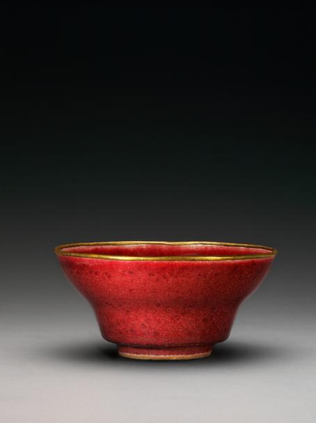 郎窑红釉折腰碗