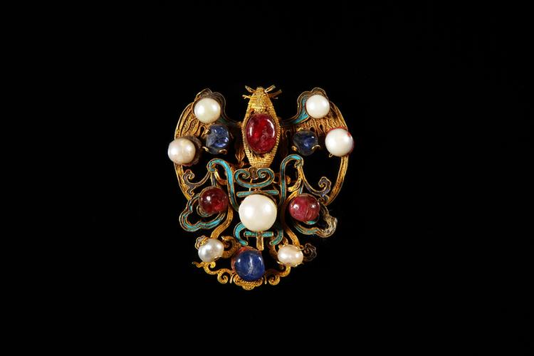 银镀金蝠寿纹簪