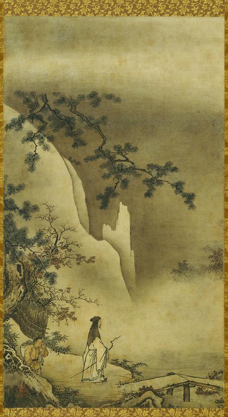 室町时代 高士探梅山水图