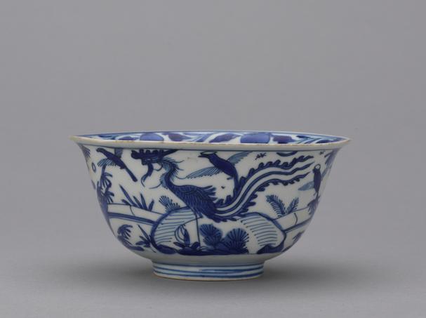 万历款青花竹凤纹碗