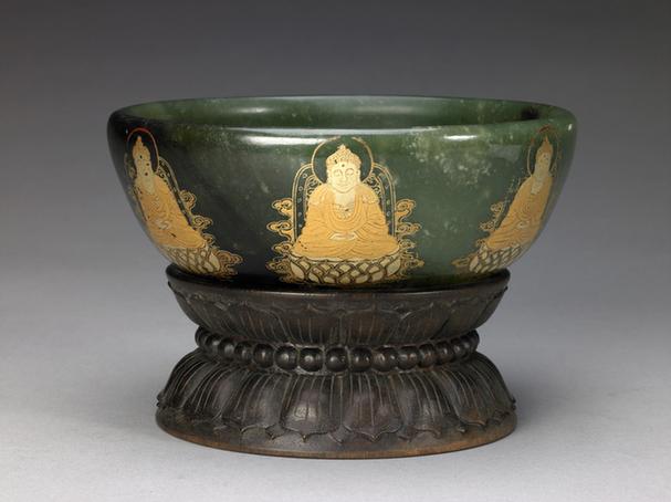 碧玉描金七佛图钵