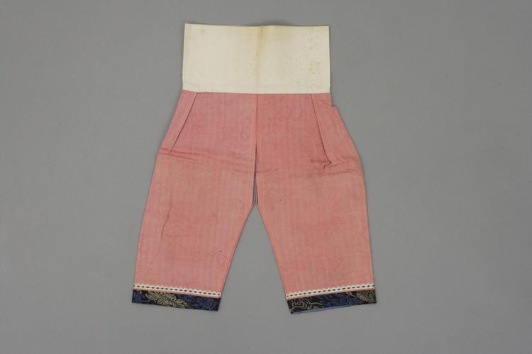 粉红色暗花绸小夹裤