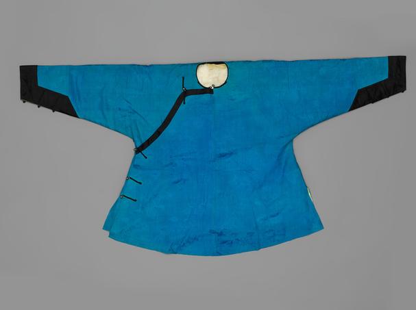 蓝色素江绸天马皮小袄