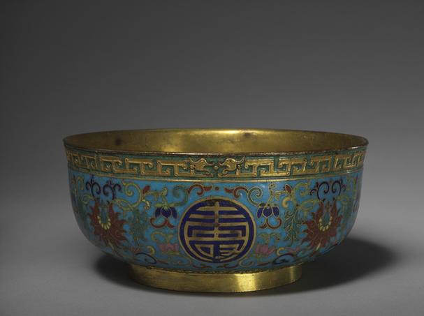 掐丝珐琅万寿无疆碗