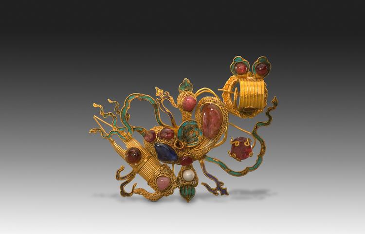 金镶珠石累丝升官簪