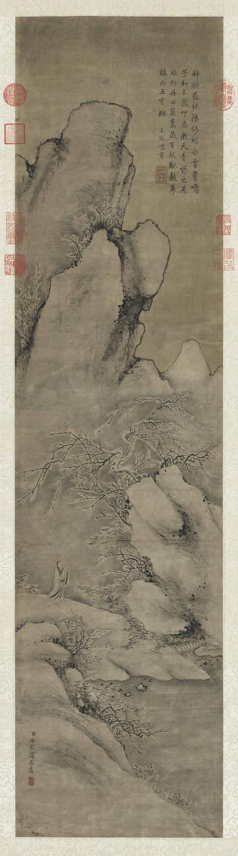 雪景人物事迹轴