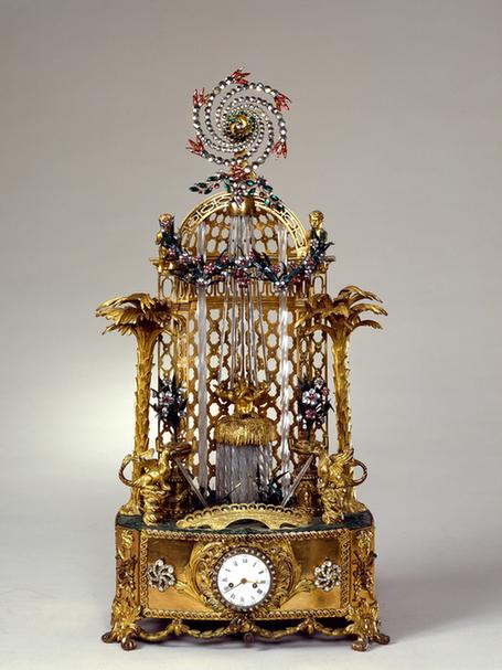 铜镀金转花水法钟