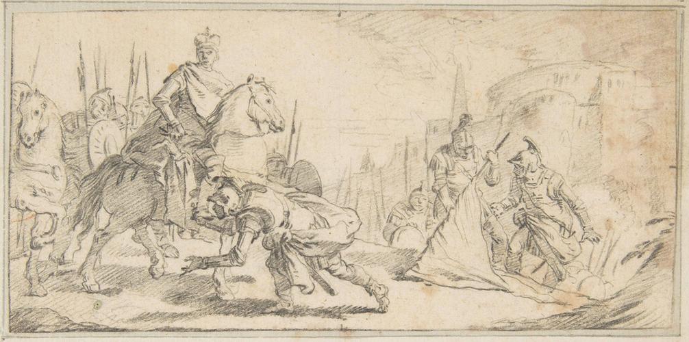 Giovanni Battista Tiepolo--Illustration for a Book Soldiers Surrendering to an Emperor